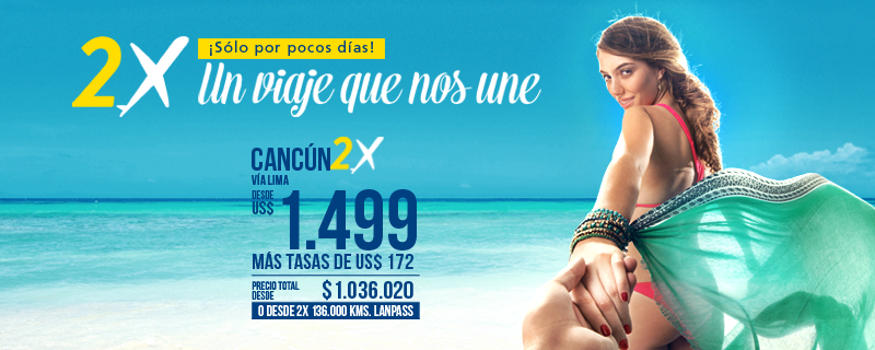 LATAM_CHI's tweet photo. ¿Vacaciones en #Cancún? Viaja con el #2XLAN desde US$ 1.499 + tasas. ¡Es hasta el viernes 23! http://t.co/9ylppnmAqi http://t.co/QYrO50Uufh