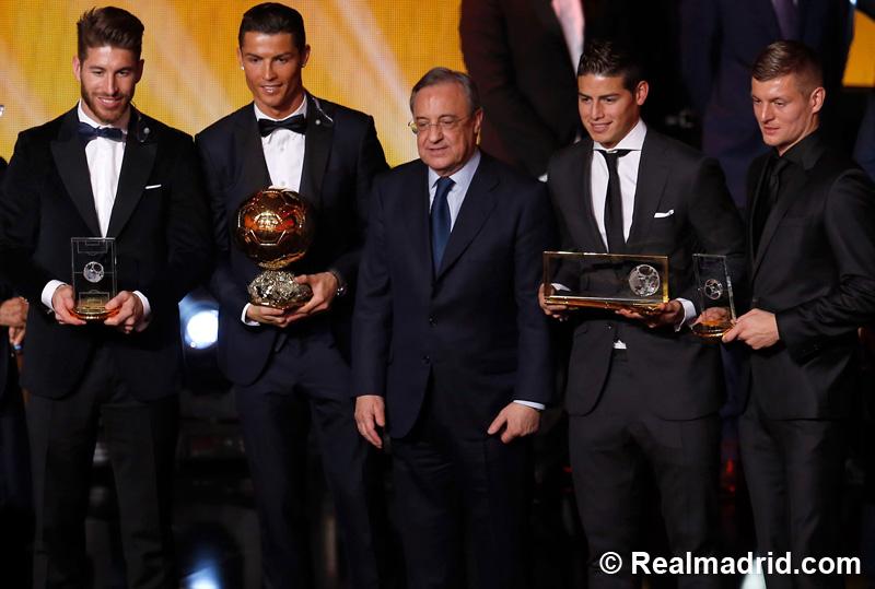 realmadrid's tweet photo. Las imágenes de un día grande para @Cristiano y todo el madridismo #HalaMadrid #BallondOr http://t.co/GRfTv8oq1M