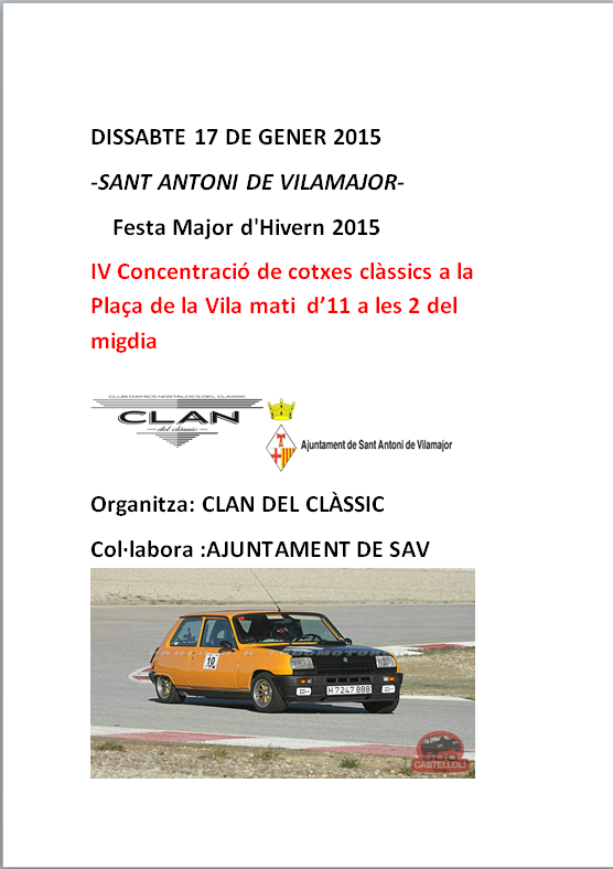 classicspskllns's tweet photo. El Dissabte 17 de Gener, Clan del Clàssic organitza la IV Concentració de cotxes clàssics a Sant Antoni de Vilamajor. http://t.co/noyAOOE3cM