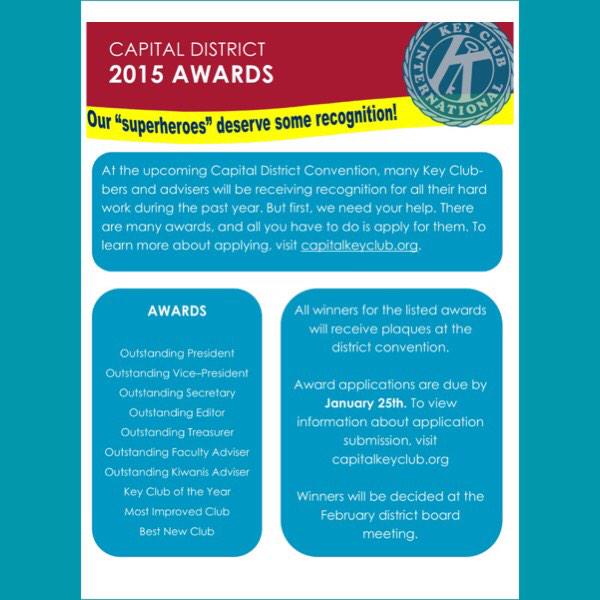 🔑Want to be recognized at District Convention? Apply for some awards! All applications are due by January 25th🔑