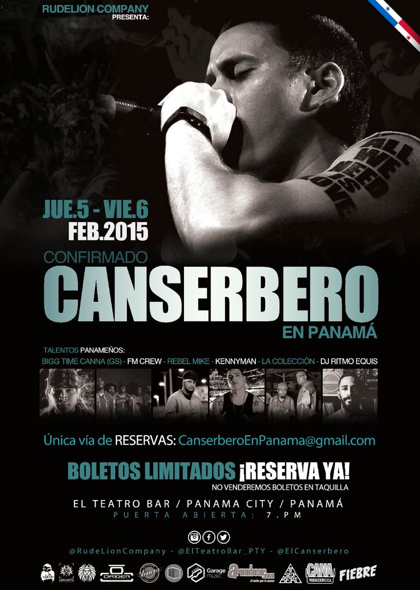 Nos vamos con <a href="/ELCANSERBERO/">Chamo González</a>  a Panamá dos sesiones en <a href="/ElTeatroBar_PTY/">El Teatro Bar Panama</a> 5 y 6 de febrero #Confirmado <a href="/RudeLionCompany/">RudeLion Company</a>