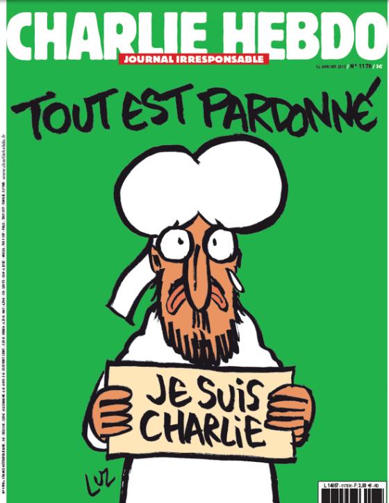 ismail_shady's tweet photo. La prima del nuovo numero di #CharlieHebdo non avrebbe potuto essere più bella... 
#Paris http://t.co/kT7U08FSYL
