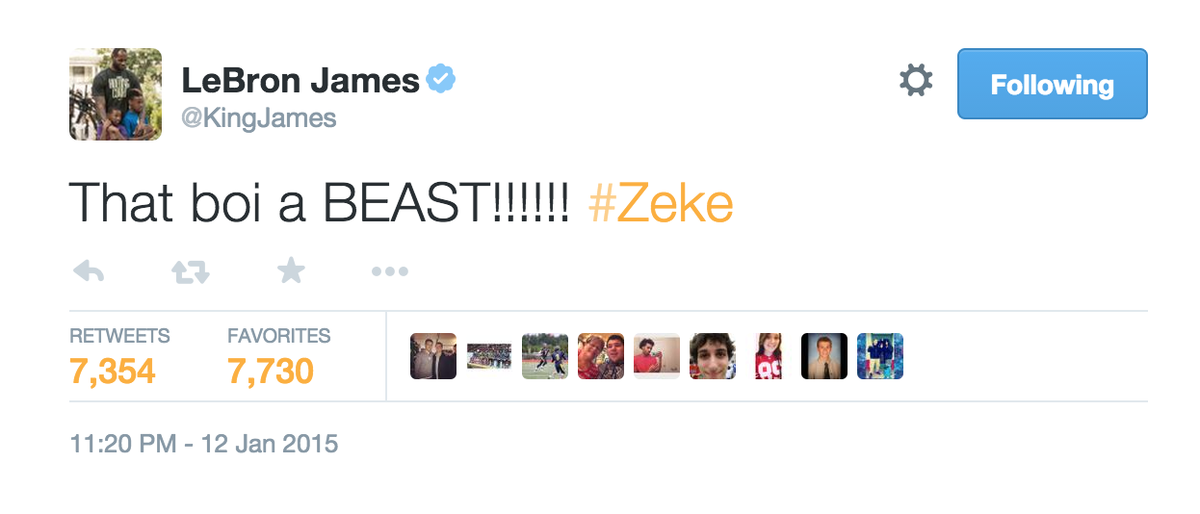 SportsCenter's tweet photo. LeBron James: Big fan of Ezekiel Elliott. http://t.co/Sy48N6nwdP