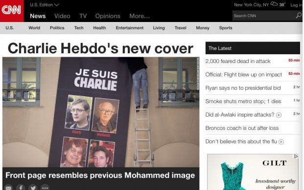 CNN cowards refuse to show new Charlie Hebdo cover