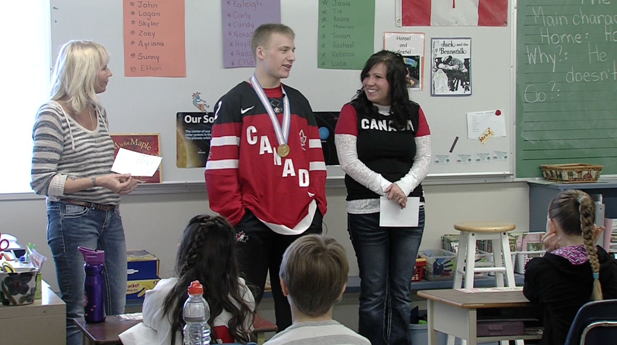 CFJC_Today's tweet photo. World Junior Hockey champion Joe Hicketts is at home in #Kamloops this week | VIDEO: http://t.co/S7KjcY9OpA http://t.co/eubaV2gXBe