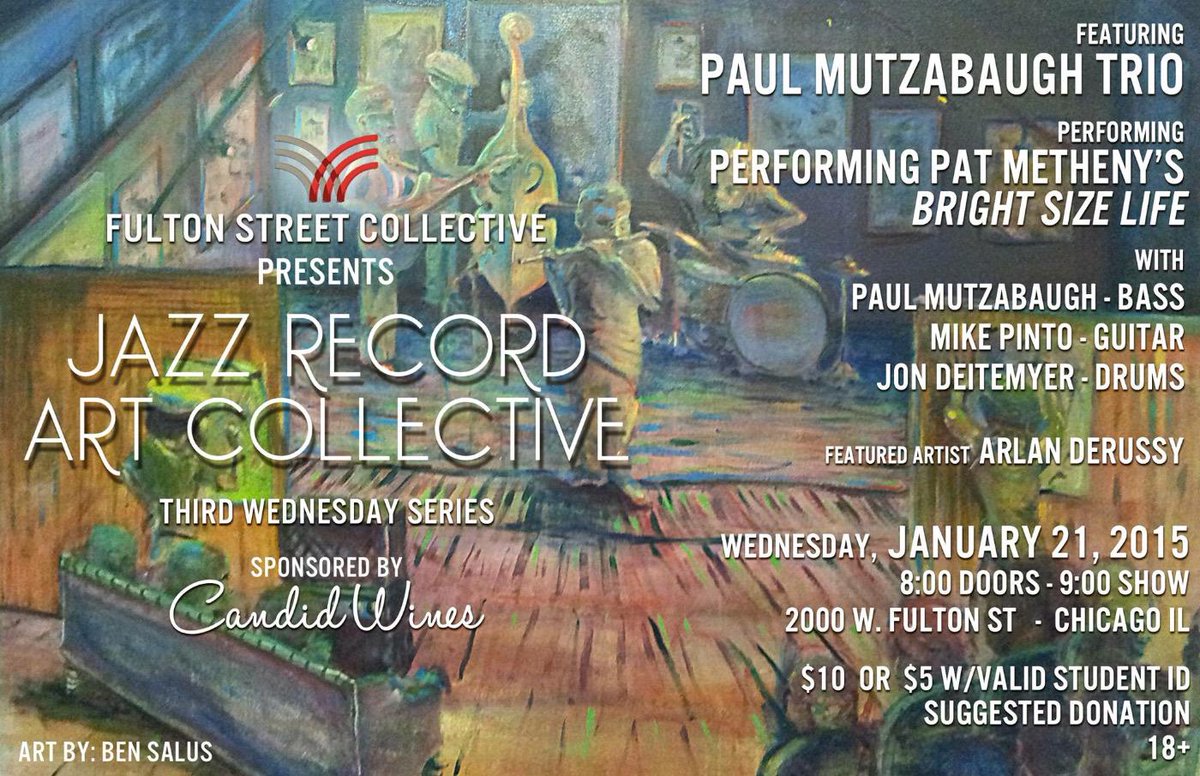 FStCollective's tweet photo. Jazz Record Art Collective is back at Fulton Street Collective Jan. 21! Doors open at 8pm! Showtime is 9pm! http://t.co/7SAbWY4GLq
