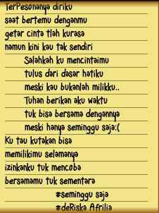 DrizzG_Lover's tweet photo. Lirik #SemingguSaja Derizka Afrillia @drizzgautisha cc @LytaDrizzmatic http://t.co/wpGVNoeumP