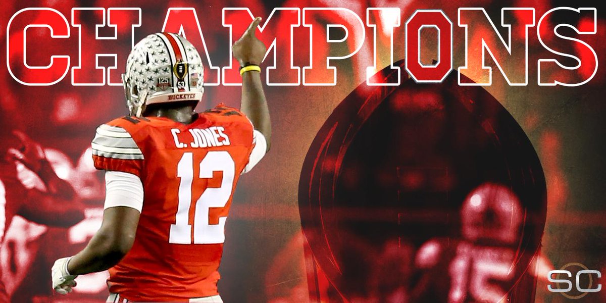 SportsCenter's tweet image. BUCKEYES WIN THE NATIONAL CHAMPIONSHIP! Ohio State beats Oregon, 42-20, for school's 1st title since 2002.