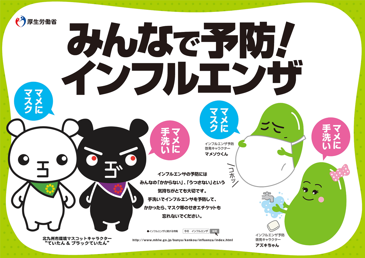 マメゾウ＆アズキのインフルエンザマメ便り】 各地のマスコット