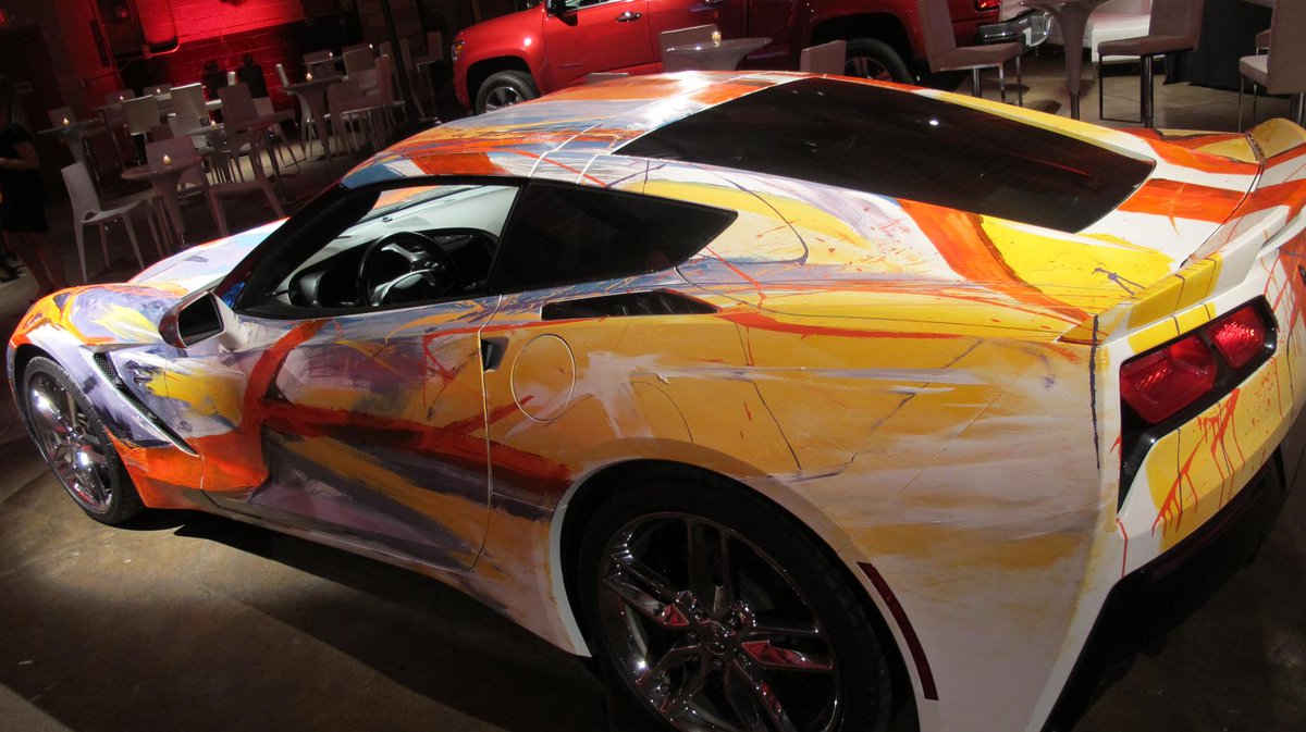 ADWNews's tweet photo. Art on wheels: The hand-painted Stingray on display at last night's #DesignByDetroit event. http://t.co/Wu5bO5YzZl