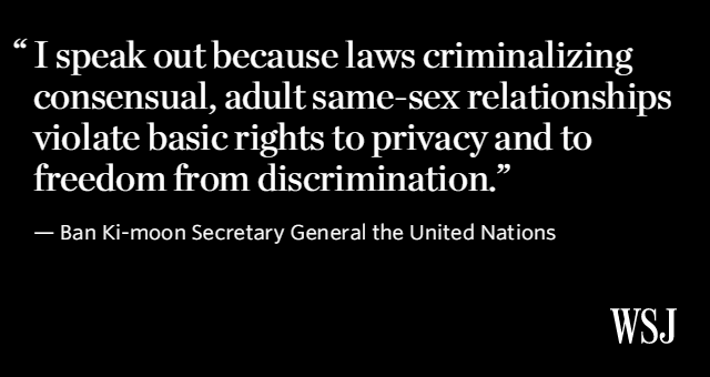 WSJIndia's tweet photo. The UN Secretary General used a visit to India to condemn the country’s law banning gay sex. http://t.co/NWVJ4im584 http://t.co/9WOcuKO9BI