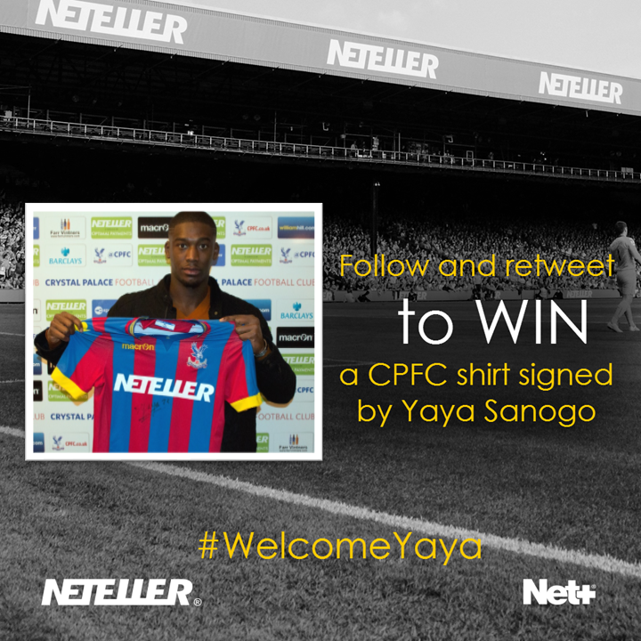 NETELLER's tweet photo. FOLLOW &amp; RT for a chance to win a @CPFC shirt signed by new arrival @yayasanogoal22 #CPFC #AFC #WelcomeYaya http://t.co/BJf05hyyBj
