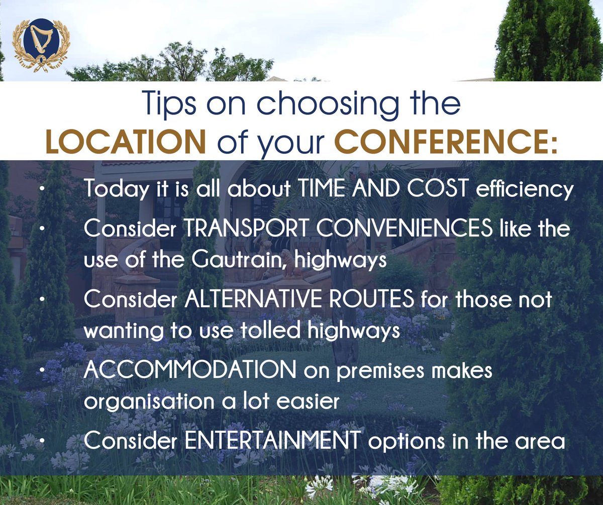 MidrandCC's tweet image. These are our top tips for deciding on the location of your next conference. For more: bit.ly/1mjsz3m