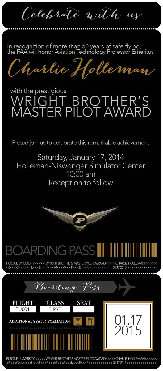 The <a href="/FAANews/">The FAA ✈️</a> (FAA) will award our Charlie Holleman the Wright Brother's Master Pilot Award. It's a big deal. Join us!