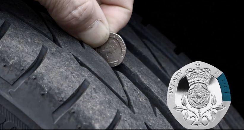 SKODAUK's tweet image. Test your tyres with a 20p. If the outer rim is obscured then your tyres are above the legal min. tread depth