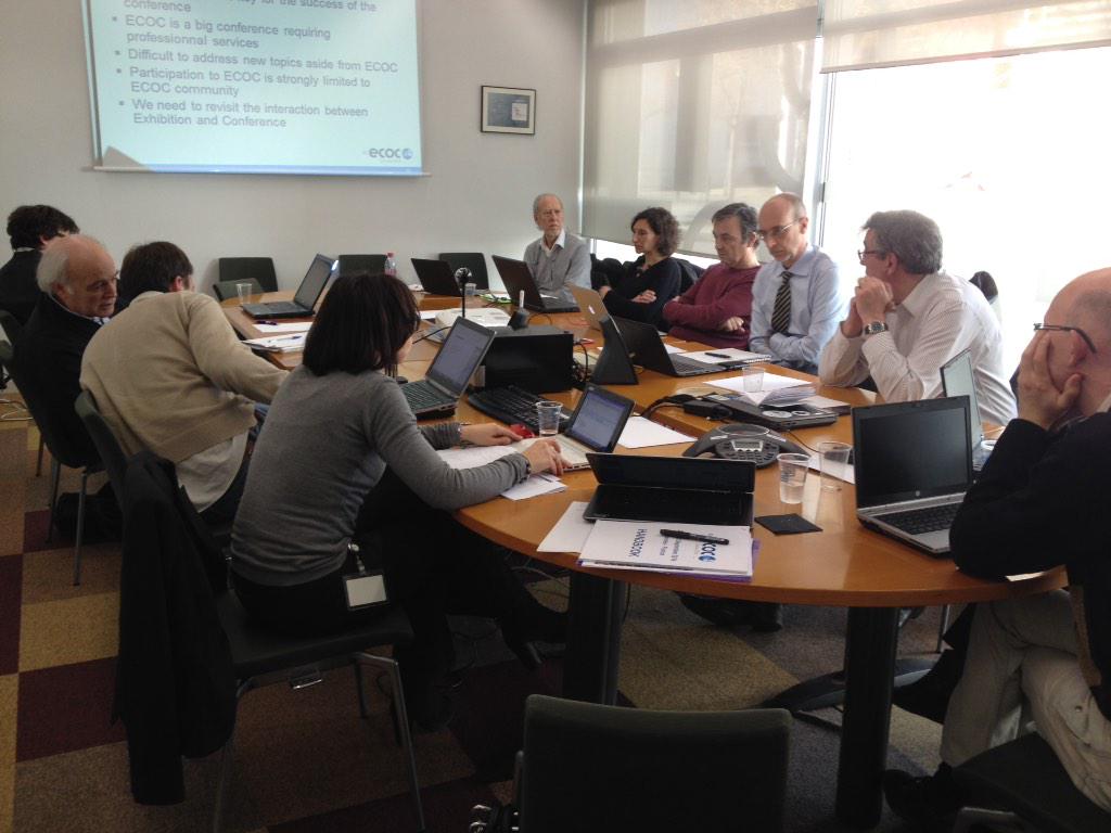 ECOC_2014's tweet photo. Team @ECOC_2014 meeting with team @ECOC2015 to prepare #ECOC2015 conference #Barcelona @jeanlucbeylat  @Sebbigo http://t.co/JUprT2N1sk