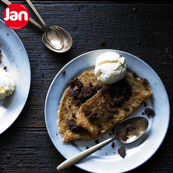 Gek op #chocolade? Dan is dit iets voor jou: een JAN Pannenkoek met vanille ijs en #brownie. Hmmm…