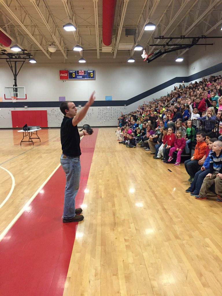MES_Patriots's tweet photo. Kyle from the exotic animal program Zoodles shows the students @MES a Chinchilla. http://t.co/3ls1XRS5yb