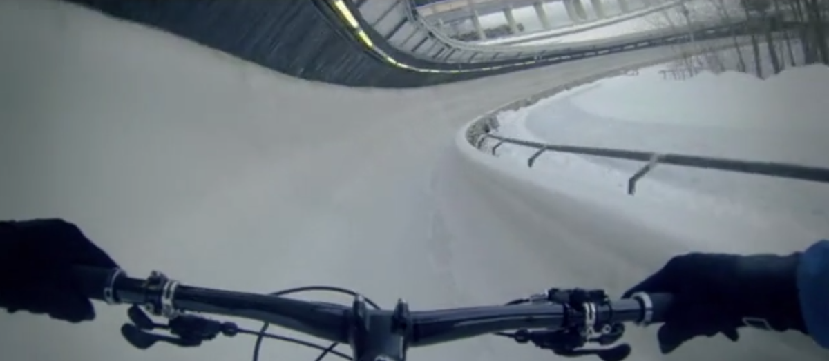 Mpora's tweet photo. These Guys Went Winter Mountain Biking… Down A 1600m Bobsleigh Track: http://t.co/X9mGQHY0jJ #MTB #bobsleigh #bike http://t.co/GaVOQqzPr9