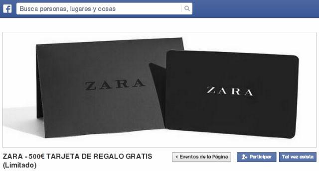 Inditex alerta de una #estafa en Facebook que usa tarjetas regalo de #Zara como gancho bit.ly/1KFTKEN