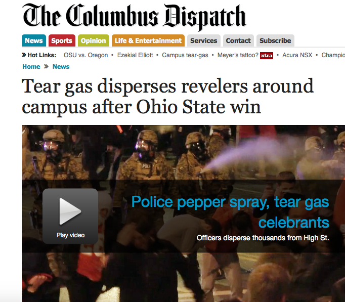 mrdaveyd's tweet photo. Dear Ferguson, next time you protest make sure u call urself a 'reveler' &amp; 'celebrant' b4 being tear gassed.. http://t.co/MlpREEqU7t
