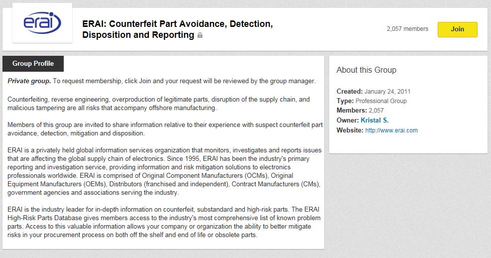 ERAI_Inc's tweet image. #ERAI invites you to join the discussion.  linkd.in/1waZQSX
Learn about #CounterfeitAvoidance