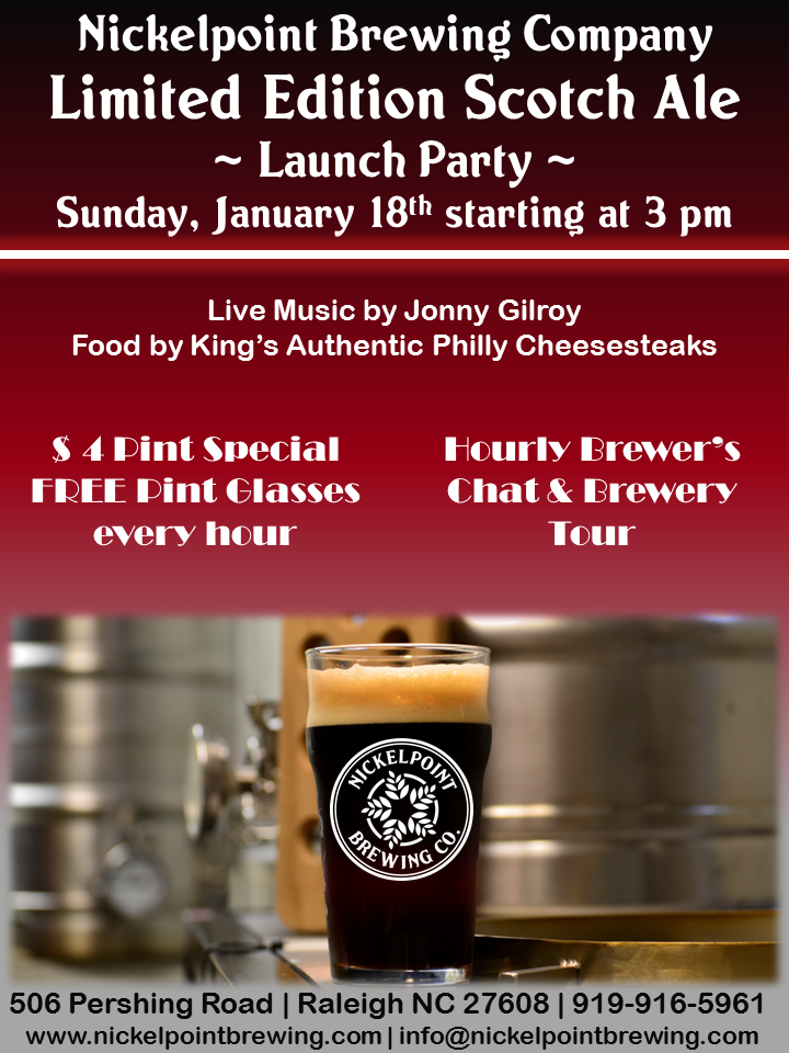 NickelpointBrew's tweet photo. Scotch Ale release party on Sunday. Raffles, brewer's discussion, food truck, live music and SCOTCH ALE!!! #Scothale http://t.co/m3vRK3TQfl