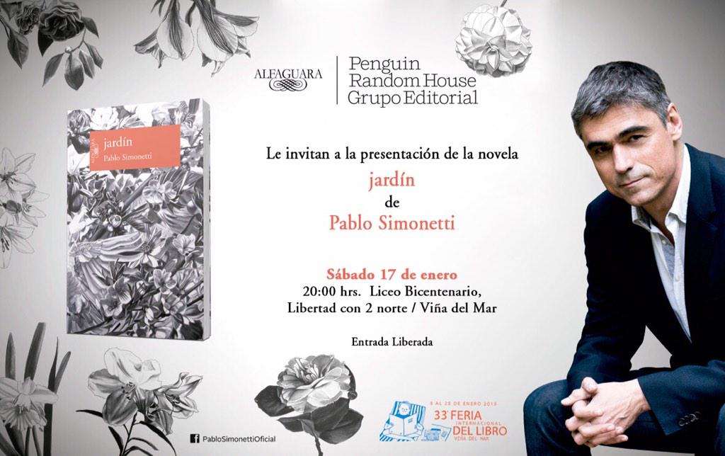 pablosimonetti's tweet photo. Nos vemos este sábado en Viña.
Firma de libros y presentación de #jardín. http://t.co/B3Nk4F2ou6