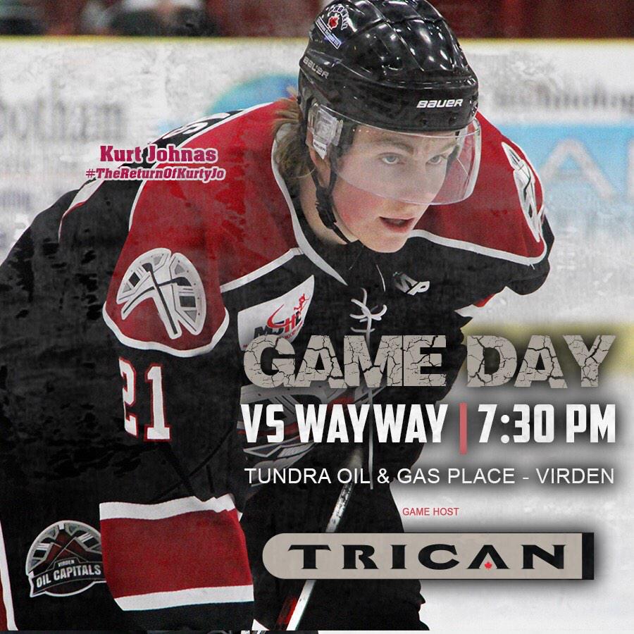 OilCapsHockey's tweet photo. Game Day vs. @WayWayWolver #VOCvsWAY #MJHL #TheReturnOfKurtyJo http://t.co/yFB39MPMHi