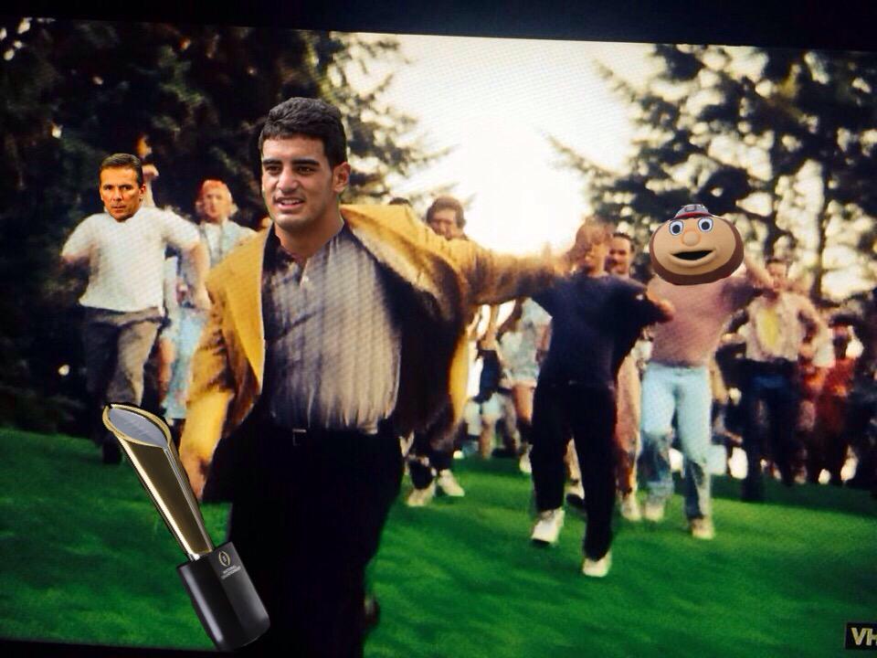 ShooterMcGavin's tweet photo. BREAKING: Marcus Mariota has stolen the National Championship trophy. He is currently on the run http://t.co/rWX9rm4IFj