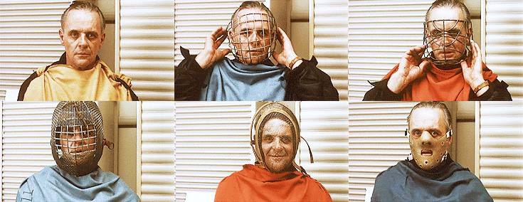 Anthony Hopkins tests out different masks for Hannibal Lecter in The Silence of the Lambs. http://t.co/p22AzW5jb3