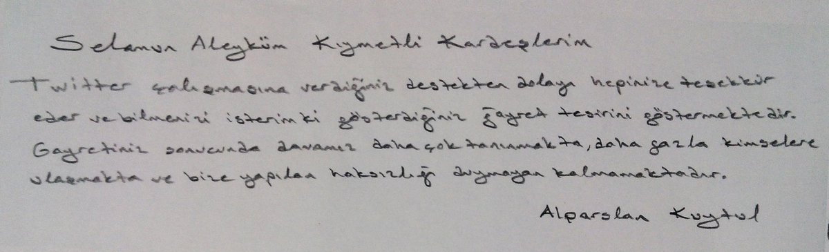 MedyaFurkan's tweet photo. Alparslan Kuytul Hocaefendi'nin el yazısından gündem çalışmasına katılan kardeşlerimize mesajı
#VahiydeHayatVardır http://t.co/5ov9ia8cbN