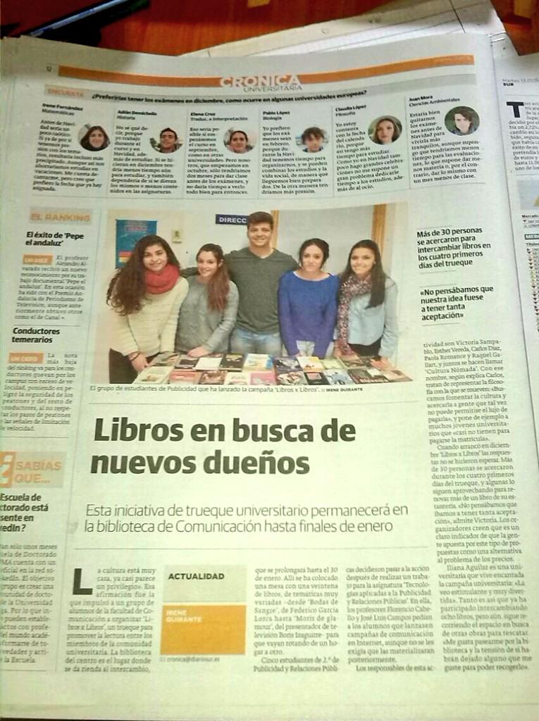 CulturaNomada's tweet photo. Mil gracias a @DiarioSUR por su publicación de hoy y su apoyo a nuestra iniciativa! #compartelibros #compartecultura http://t.co/H4dUQyAF43