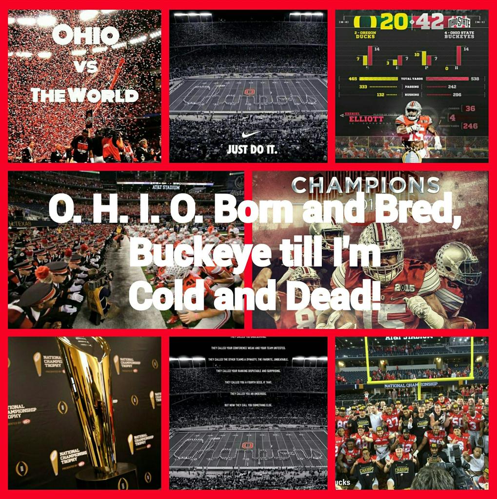 B3nzin0's tweet photo. #TheOhioStateBuckeyes #CFPChampions #DuckItsWhatsForDinner #ThirdStrong #FourthSeed #Buckeyes #Champions #OSUvsORE http://t.co/NcYm2S5O7P
