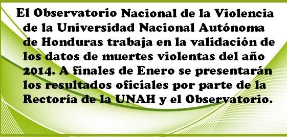 Observatorio de la Violencia de la @UNAH_Oficial trabaja en la validación de los datos de muertes violentas del 2014.