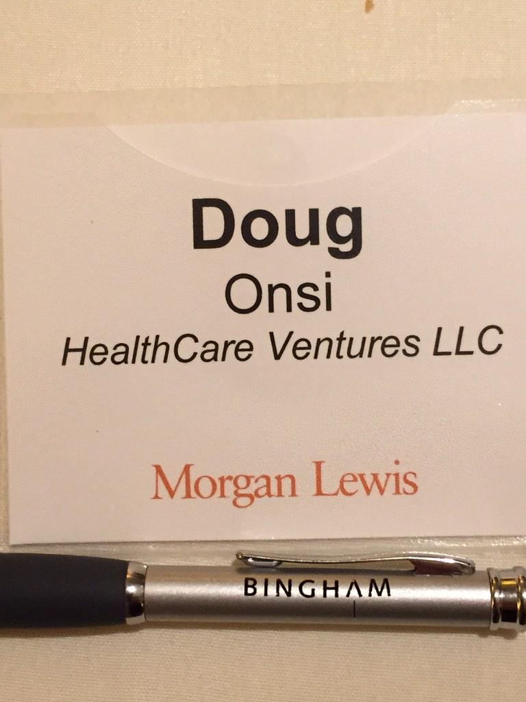 deonsi's tweet image. Signing in to the #MorganLewis reception at #JPM15 with my Bingham pen. #Classof93 #24thfloor