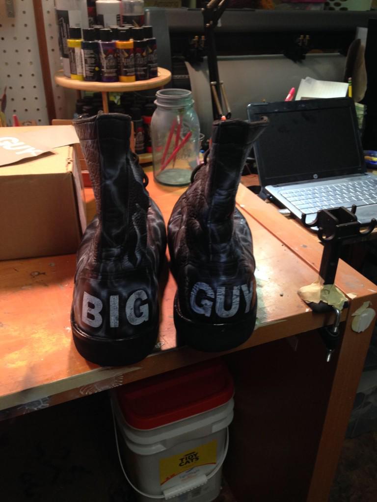 Ryback's tweet photo. New Big Guy Terminator lightning boots all done. I wonder what channel these are gonna show up on? #TheBigGuy #FeedMe http://t.co/HrUn0OxazN