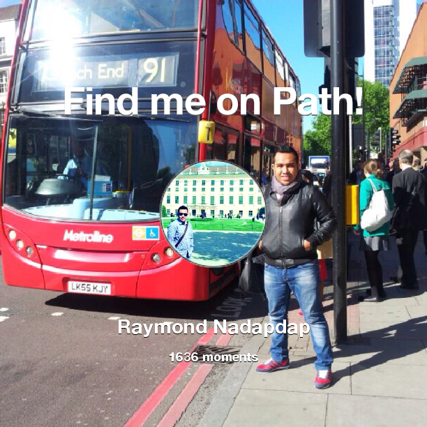 raymondnadapdap's tweet photo. I've shared 1,636 memories with my friends on #Path - see them now at http://t.co/HcsR4O0eA4! #thepersonalnetwork http://t.co/QJUazNiNZ1