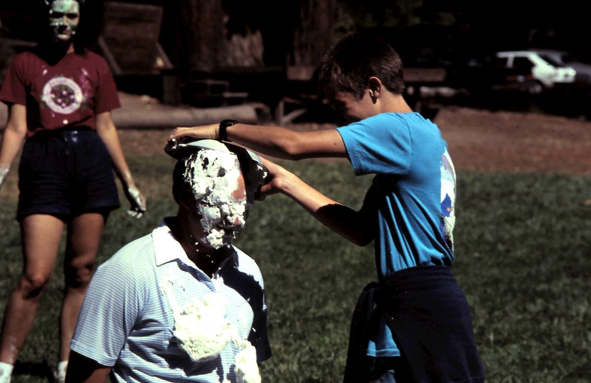 CampHammerTime's tweet photo. Up the nose and through the hair! #Tbt to some pie-in-the-face. Have you had the privilege of a camp pie in the face? http://t.co/MgaYTeF7vW
