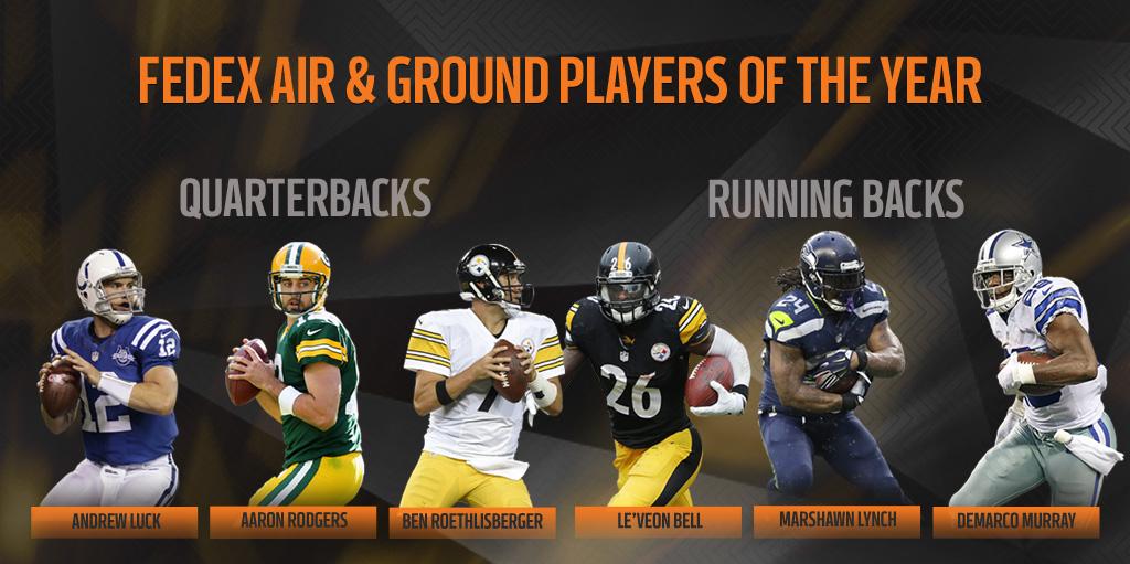 NFL's tweet image. Luck. Rodgers. Big Ben.
Bell. BeastMode. Murray.

VOTE for Air &amp;amp; Ground Players of the Year: at.nfl.com/QUpJX0S