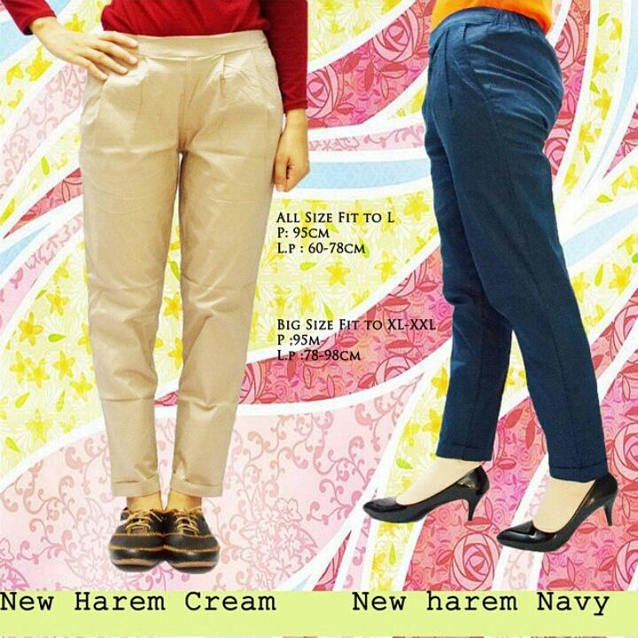 NEW HAREM. Fit to L. 
Bahan katun stretch. Panjang:95cm.Pinggang full karet. Price: 85 ribu.