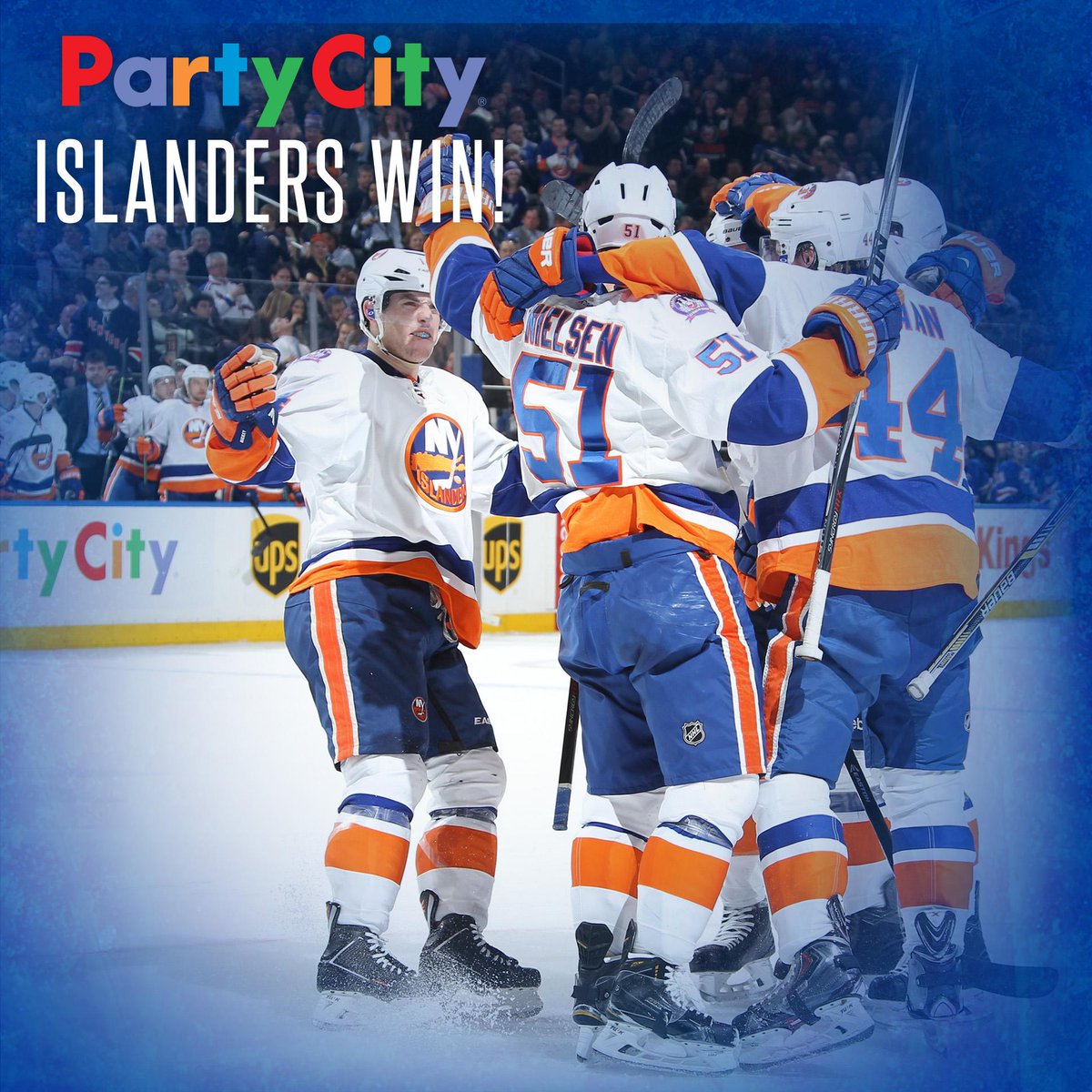 NYIslanders's tweet photo. #ISLES WIN!!! Goals by @leeberr09, Nikolay Kulemin &amp; Frans Nielsen, plus a Jaro shutout lead the Isles past #NYR! http://t.co/lYzLkIG5Be