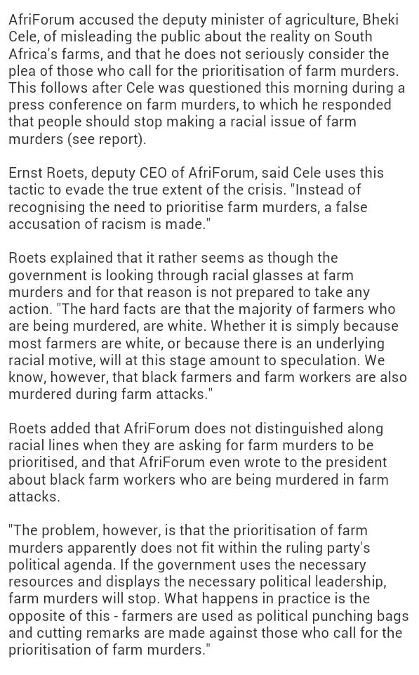 N_ata6ha's tweet image. 🔴@UN @FWdeKlerkFoun 

Bheki Cele misleads the public/world about farm murders in SA
censorbugbear.org/farmitracker/r…