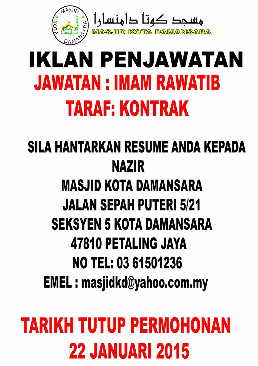 Iklan Penjawatan <a href="/KDsaraTV/">KotaDamansaraKita</a> <a href="/ttdiTV/">ttdiTV</a> <a href="/MDsaraTV/">MutiaraDamansaraTV</a> <a href="/bandarutamaTV/">bandarutamaTV</a> 
<a href="/DsaraUtamaTV/">Damansara Utama</a> <a href="/damansaraTV/">DamansaraTV</a> <a href="/ADYLee_elHajj/">ADYLee</a> @assolihin
