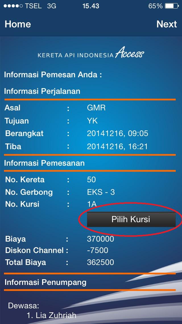 KAI121's tweet photo. Tahap berikutnya, pemesan bisa memilih posisi tempat duduk yg diinginkan dgn menekan tombol “pilih kursi” #KAIAccess http://t.co/7XwKEPmJwy