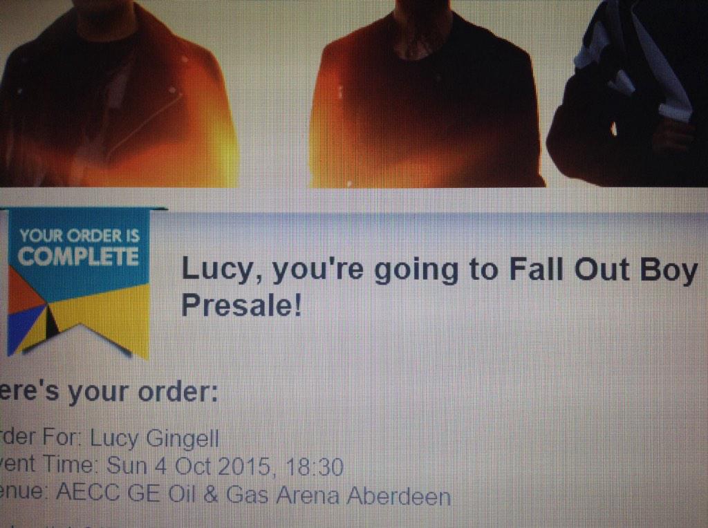 moosesanarchy's tweet photo. ITS HAPPENING WE'RE GOING TO SEE FALL OUT BOY IN ABERDEEN!!!! @falloutboy #FallOutBoyUK http://t.co/MRGqc1WaqP