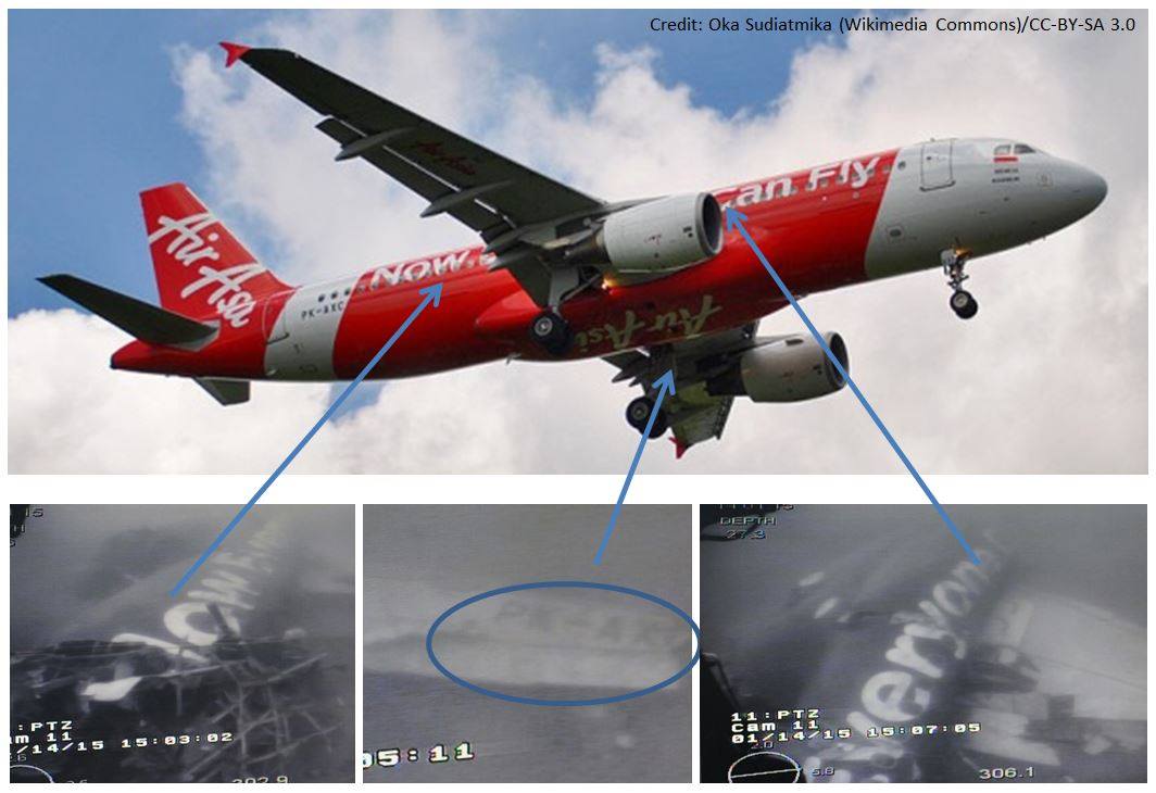 STForeignDesk's tweet photo. Photos of #AirAsia #QZ8501 fuselage from Singapore Defence Minister Ng Eng Hen's Facebook page http://t.co/9F2AxnExmg