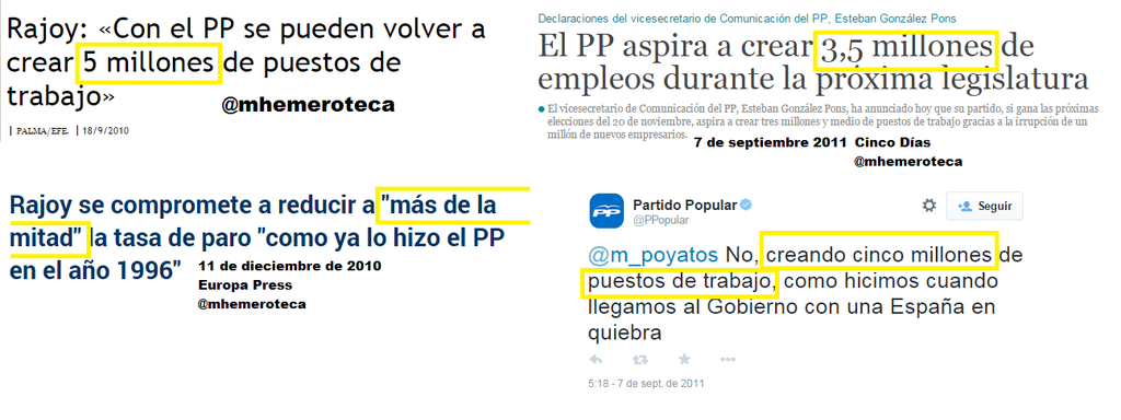 Mhemeroteca's tweet image. Rajoy en Grecia:"Prometer cosas imposibles no tiene sentido"
Prometió 5 millones de trabajos
Reducir paro a la mitad