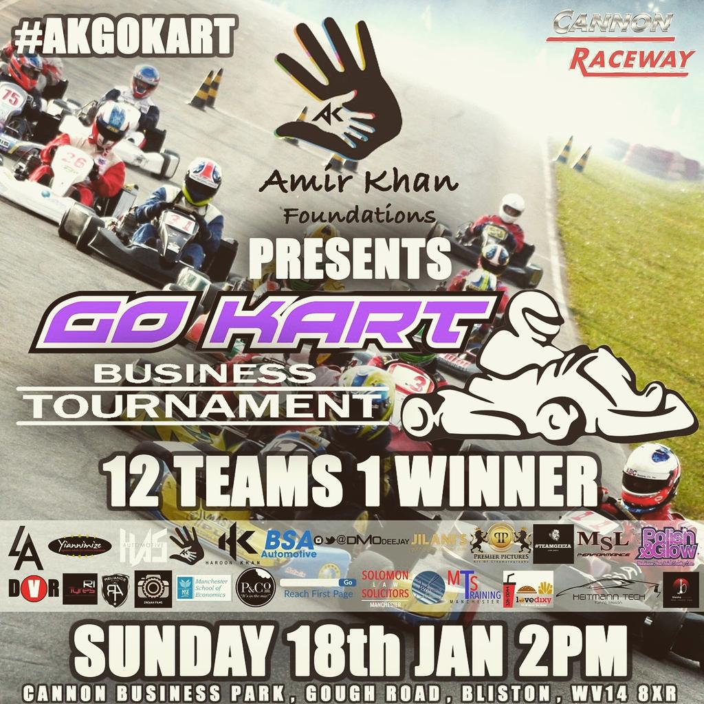 amirkingkhan's tweet photo. AkGokart amir khan foundation presents Go Karting championship in Birmingham on Sunday. 12 teams  1 winner http://t.co/2CdvqNxMnO