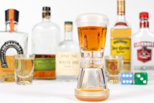 TheLabelbyLP's tweet image. Meet the #ShotTimer, a double ended glass that lets you fill one side up and time your shot when you flip it over.